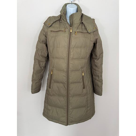 Michael Michael Kors Olive Green Down Puffer Jacket Small - Picture 1 of 11